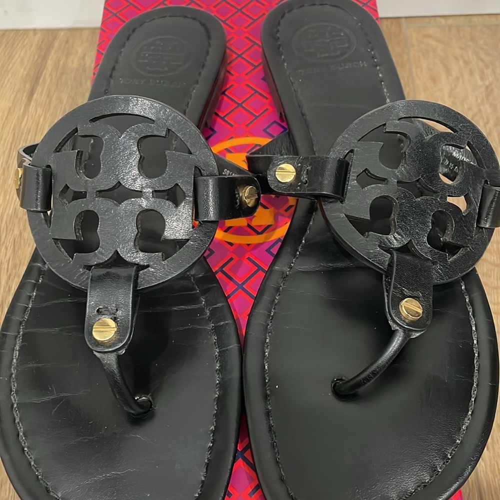 Like New Tory Burch Miller Sandals in Black.  Size 9.5. - Picture 3 of 5